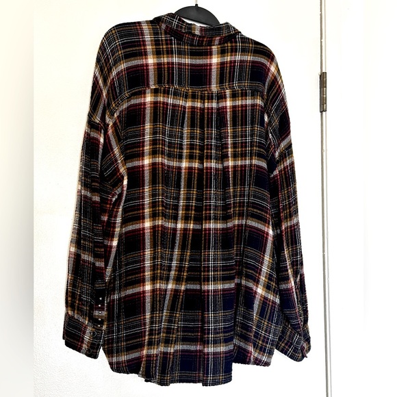 Free People We The Free Hidden Valley Button Down Black Multicolor Plaid Shirt M - Picture 10 of 12